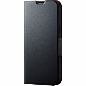 エレコム PM-A21DPLFUBK iPhone 13 Pro Max レザーケース 手帳型 UltraSlim 薄型 磁石付き ブラック