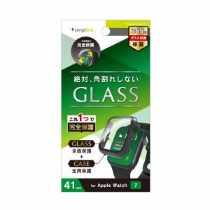 トリニティ　Apple　Watch　Series　7(41mm)　高透明　ガラス一体型PCケース　ブラック　TR-AW2041-GLPC-CCBK