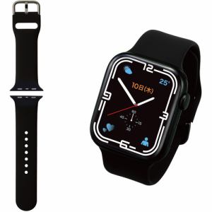 エレコム AW-45BDSCBK アップルウォッチ バンド SE／Series 7／6／5／4／3／2／1 [ 45mm 44mm 42mm ] シリコン 耐衝撃 Apple Watch モデル番号[ A2474 A2352 A2292 等] ブラック