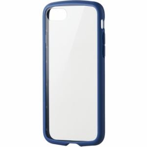 エレコム PM-A22STSLFCGNV iPhone SE 第2、3世代 8／7 ハイブリッドケース TOUGH SLIM LITE フレームカラー 背面クリア 背面ガラス ネイビー