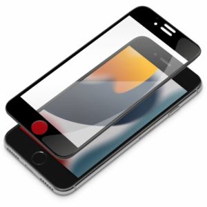 PGA PG-22MGLK02FBL 2022年 iPhone 4.7inch用 ガイドフレーム付 抗菌／抗ウイルス 液晶全面保護ガラス Premium Style ブルーライト低減／光沢