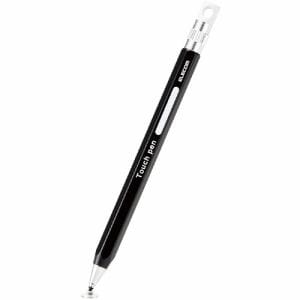 エレコム P-TPENDEBK スマートフォン・タブレット用タッチペン 六角鉛筆型 ストラップホール付き ディスクタイプ ペン先交換可能 ブラック