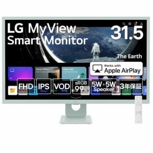 LGエレクトロニクス　32SR50F-G　MyView　Smart　Monitor　31.5型／IPS／フルHD／sRGB　99%／webOS23／3辺フレームレス　　グリーン