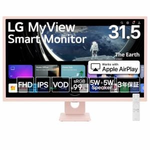 LGエレクトロニクス　32SR50F-P　MyView　Smart　Monitor　31.5型／ピンク／IPS／フルHD／sRGB　99%／webOS23／3辺フレームレス　　ピンク