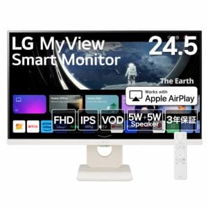 LGエレクトロニクス　25SR50F-W　MyView　Smart　Monitor　24.5型／IPS／フルHD／webOS23／3辺フレームレス　　ホワイト