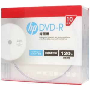 ヒューレットパッカード DR120CHPW10A 録画用DVD-R インクジェットプリンター対応ホワイトワイドレーベル CPRM対応 1-16倍速 4.7GB 10枚