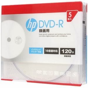 ヒューレットパッカード DR120CHPW5A 録画用DVD-R インクジェットプリンター対応ホワイトワイドレーベル CPRM対応 1-16倍速 4.7GB 5枚