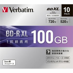 バーベイタム(Verbatim)　　VBR520YP10D1　録画用BD-RXL（片面3層）インクジェットプリンタ対応ワイドレーベル　ケース付き10枚パック
