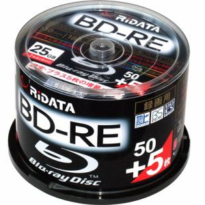 RiDATA　BDRE130PW2X50+5SPC　繰り返し録画用BD-RE　ワイドプリントレーベルディスク　1～2倍速　25GB　50+5枚スピンドルケース
