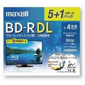 マクセル BRV50WPE.5+1S 録画用BD-R DL インクジェットプリンター対応ひろびろ美白レーベル 5枚+おまけ1枚