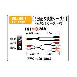 富士パーツ　FVC-132　　2分配S端子ケーブル　Sプラグ／ピンプラグ×2-Sプラグ×2／ピンプラグ×4　2m