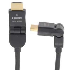 オーム VIS-C20SH-K HDMIケーブル(2.0m)Ver1.4対応・スイングタイプ／ 横