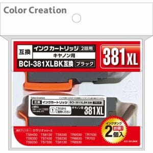 Color Creation CCC-381LBKW CANON BCI-381XLBK互換 インクカートリッジと交換用インクタンクセット ブラック
