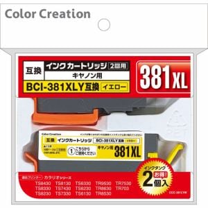 Color Creation CCC-381LYW CANON BCI-381XLY互換 インクカートリッジと交換用インクタンクセット イエロー