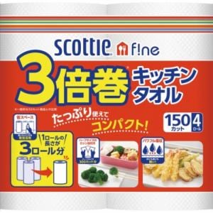 日本製紙クレシア　スコッティファイン　３倍長持ち　キッチンタオル　４ロール　4ﾛｰﾙ