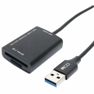 ミヨシ　USR-ASD2／BK　SD　misroSDカードリーダ・ライタ　USB3.2Gen1対応　USB-A　70cmロングケーブル搭載　ブラック　USRASD2／BK
