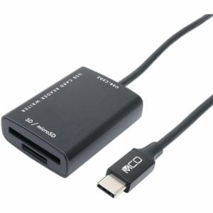 ミヨシ　USR-CSD2／BK　SDカードリーダ・ライタ　USB3.2Gen1対応　USB　Type-C　70cmロングケーブル搭載　ブラック　USRCSD2／BK