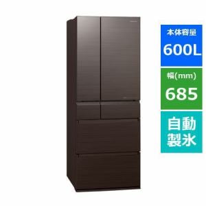 【推奨品】パナソニック NR-F608HPX-T 6ドア冷蔵庫 (600L・フレンチドア) アルベロダークブラウン NRF608HPX