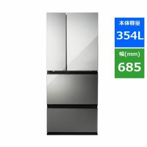 ツインバード HR-EI35B 4ドア冷蔵庫 中身が見える冷蔵庫 354L ブラック HREI35B