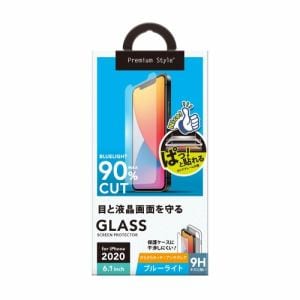 PGA PG-20GGL04BL iPhone12／iPhone12 Pro用 液晶保護ガラス 平面 Premium Style ブルーライトカット／AG