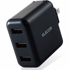 エレコム MPA-ACU12BK AC充電器 スマホ・タブレット用 3.6A出力 USB-Aメス3ポート ブラック