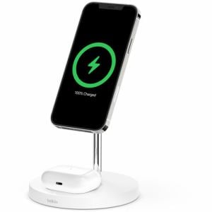 Belkin ベルキン WIZ010DQWH MagSafe急速充電対応 iPhone,, AirPods 同時充電可能 2in1 ワイヤレス充電器 (ホワイト) ホワイト