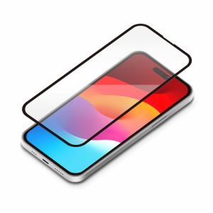 PGA iPhone15ProMax ガイドフレーム付 液晶全面保護ガラス 角割れ防止PETフレーム Premium Style スーパークリア PG23DGLF01CL