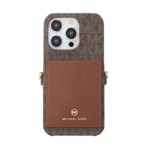 MICHAEL　KORS　Wrap　Case　Pocket　with　Strap　for　iPhone　15　Pro　[　Brown　]　MKWSBRWPWIP2361P　ブラウン