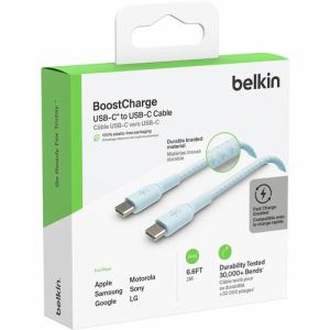 ベルキン BoostCharge USB-C to USB-C 編組ケーブル 2m ブルー CAB004BT2MBL