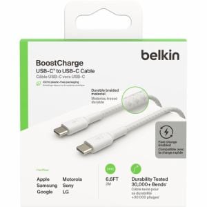 ベルキン　BoostCharge　USB-C　to　USB-C　編組ケーブル　2m　ホワイト　CAB004BT2MWH