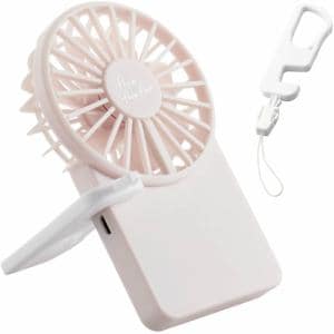 エレコム FAN-U212PN USB扇風機 充電可能 薄型ハンディ カラビナ付 ピンク
