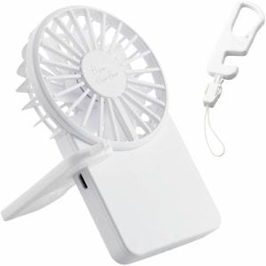 エレコム FAN-U212WH USB扇風機 充電可能 薄型ハンディ カラビナ付 ホワイト