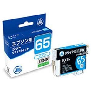 ジット　JITE65C　エプソン　EPSON：ICC65　シアン対応　ジット　リサイクルインクカートリッジ　目印：糸