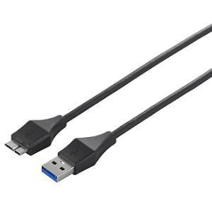 ユニバーサルコネクター　USB3.0　A　to　microB　スリムケーブル　1m　ブラック