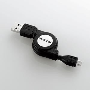 USBケーブル エレコム U2C-DAMBRL07BK 巻取り両面挿しUSBケーブル A-microB 0.7m ブラック