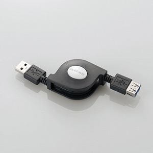 エレコム　USB3-RLEA07BK　　　巻き取りUSB3.0延長ケーブル　0.7m　(USB3.0(A　-A))　　ブラック