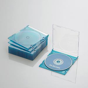 エレコム　CCD-JSCS10CBU　Blu-ray／DVD／CDケース(スリム／PS／1枚収納)　クリアブルー