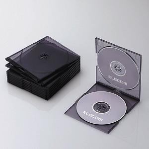 ケース　エレコム　CD　DVD　CCD-JSCSW10CBK　Blu-ray／DVD／CDケース　スリム／PS／2枚収納／10パック　クリアブラック