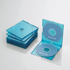 エレコム　CCD-JSCSW10CBU　Blu-ray／DVD／CDケース(スリム／PS／2枚収納／10パック)　クリアブルー