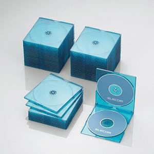 エレコム CCD-JSCSW50CBU Blu-ray／DVD／CDケース(スリム／PS／2枚収納／50パック) クリアブルー