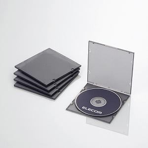 エレコム CCD-JPCS5CBK Blu-ray／DVD／CDケース(スリム／PP／1枚収納／5パック) クリアブラック
