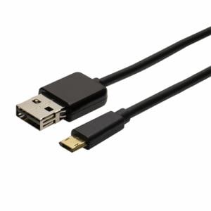 ミヨシ　USB-RR201／BK　リバーシブルコネクタ搭載microUSBケーブル　0.15ｍ