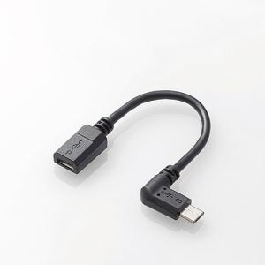 エレコム micro-USB L字変換ケーブル(左側接続タイプ) 0.1m TB-MBFMBL01BK