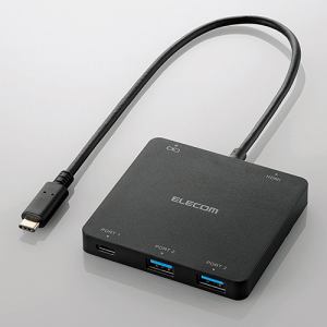 エレコム USB Type-C搭載ドッキングステーション(PD対応) ブラック U3HC-DC03BBK