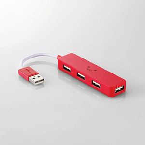 エレコム U2H-SN4NBF1RD USB2.0ハブ(コンパクトタイプ) レッド