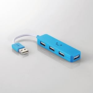 エレコム U2H-SN4NBF2BU USB2.0ハブ(コンパクトタイプ) ブルー