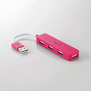 USBハブ エレコム U2H-SN4NBF4PN USB2.0ハブ コンパクトタイプ ピンク