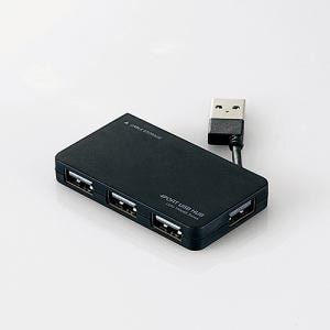 エレコム U2H-YKN4BBK USB2.0ハブ(ケーブル収納タイプ) ブラック