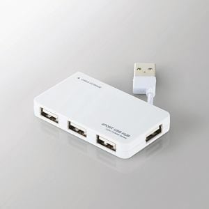 エレコム U2H-YKN4BWH USB2.0ハブ(ケーブル収納タイプ) ホワイト