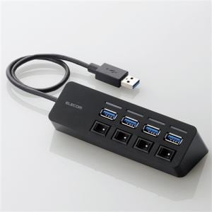 USBハブ エレコム USB 3.0 U3H-S418BBK 4ポートUSB3.0ハブ(スイッチ付きタイプ)
